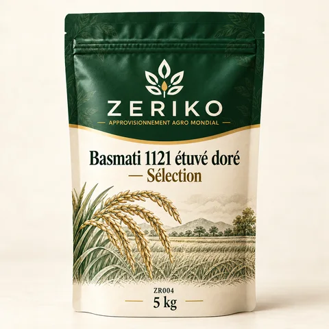 ZERIKO · Basmati 1121 étuvé doré — Sélection · maquette d’emballage