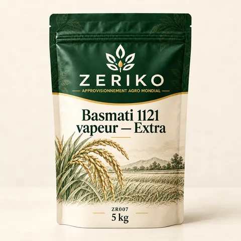 ZERIKO · Basmati 1121 vapeur — Extra · maquette d’emballage