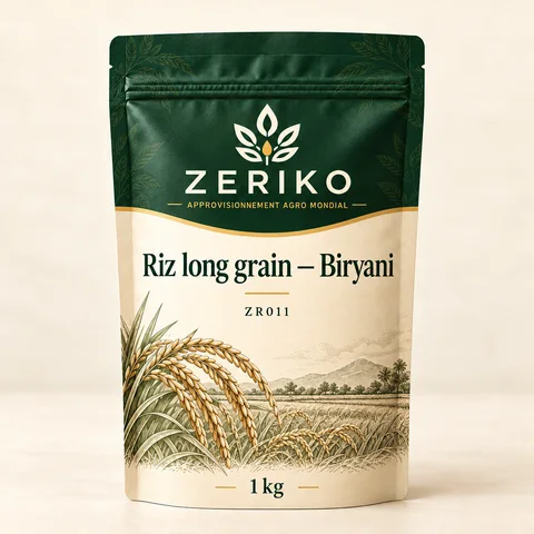 ZERIKO · Riz long grain — Biryani · maquette d’emballage