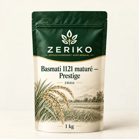 ZERIKO · Basmati 1121 maturé — Prestige · maquette d’emballage